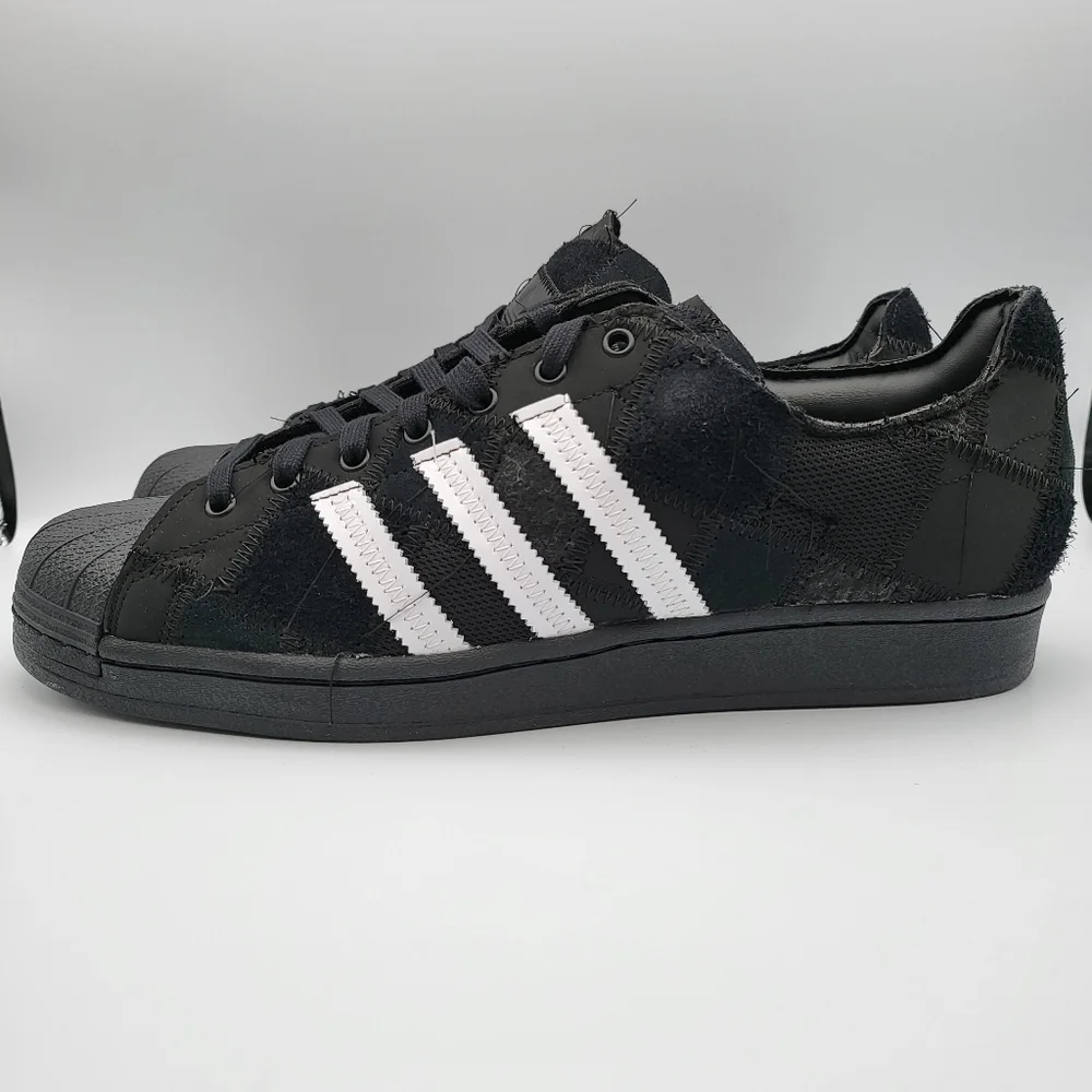NEW Men's Sz 12 Adidas Superstar Atmos Patchwork - Core Black GW3473 - Picture 2 of 10